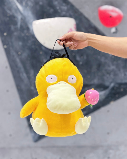 Psyduck with Strawberry Bouldering Bag