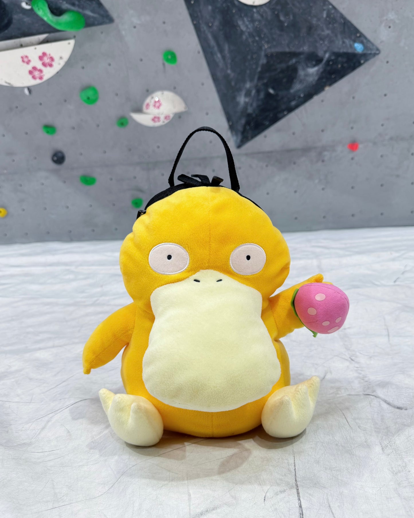 Psyduck with Strawberry Bouldering Bag
